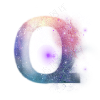 创意星空蓝色红色字母Q,免抠元素艺术字