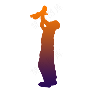 父亲节小孩父亲背影剪影举高高