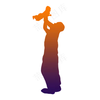 父亲节小孩父亲背影剪影举高高