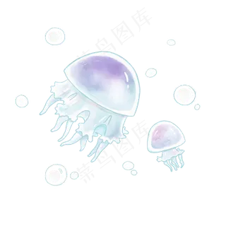 手绘水母水彩简约紫色蓝色梦幻