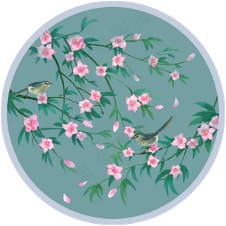 手绘花鸟壁画装饰画杜鹃,免抠元素