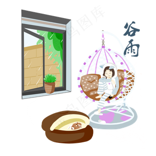 谷雨休息的小女孩