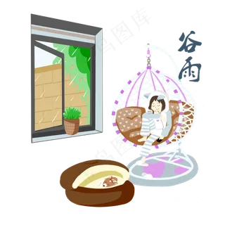 谷雨休息的小女孩