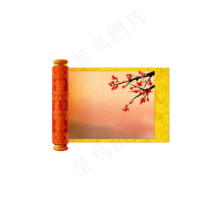 卷轴画轴(2000X2000(DPI:300))psd模版下载