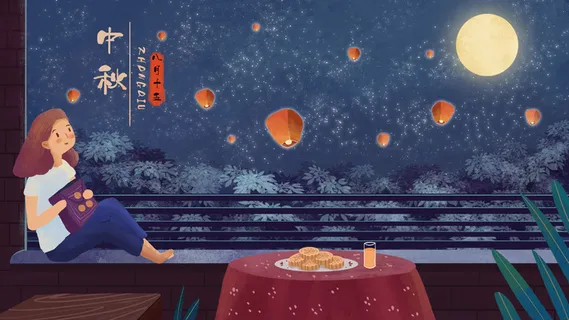 中秋佳节思念家人场景