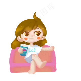 二十四节气大暑小暑喝饮料女孩