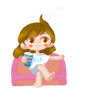 二十四节气大暑小暑喝饮料女孩