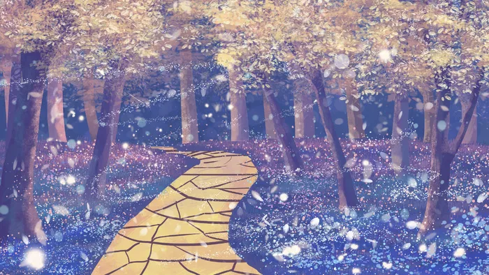 夜晚森林梦幻唯美治愈系(2880*1620px 300 dpi )psd模版下载