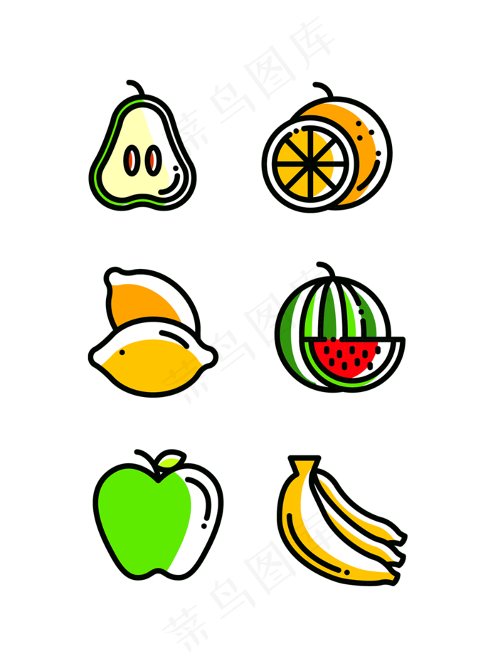 卡通风水果食物元素(2000X2000(DPI:300))ai矢量模版下载
