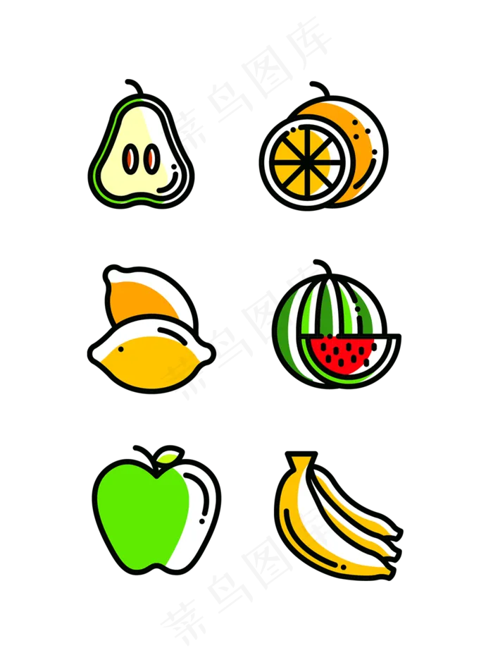 卡通风水果食物元素(2000X2000(DPI:300))ai矢量模版下载