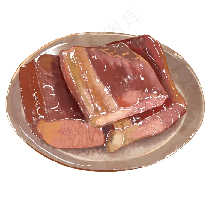 腊肉水彩,免抠元素(3000X3000(DPI:299))psd模版下载