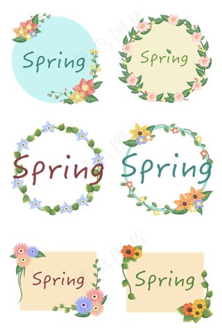 春天spring花环装饰植物