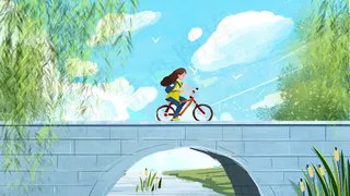 夏日女生独自旅行小清新