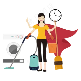 做家务的全能妈妈矢量素材