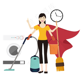 做家务的全能妈妈矢量素材