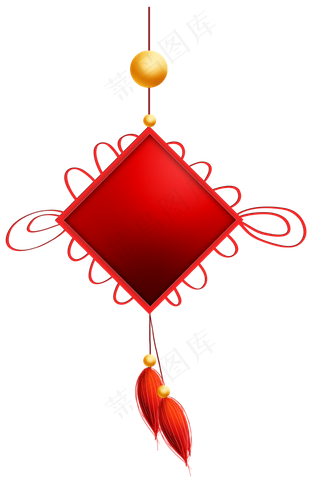 红色中国结文本框,免抠元素