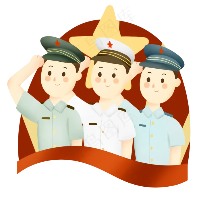 军人敬礼,免抠元素(2000*2000px 300 dpi )psd模版下载