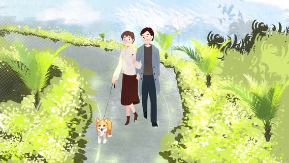 情人节情侣外出散步