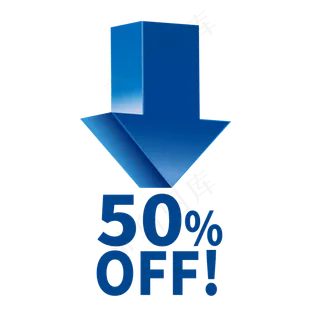 蓝色降价标签,免抠元素