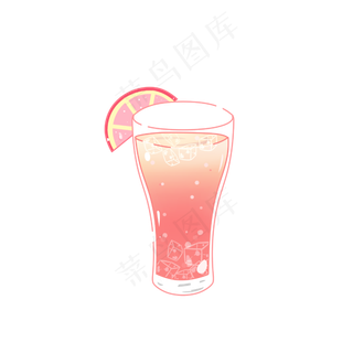 夏日凉爽饮品可爱手绘,免抠元素