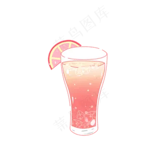 夏日凉爽饮品可爱手绘,免抠元素