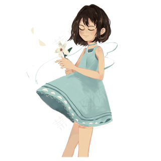 立夏手绘可爱女生免抠图