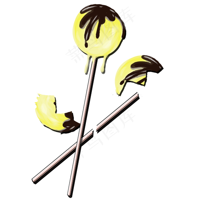 咖啡色的棒棒糖两只(4000X4000(DPI:72))psd模版下载