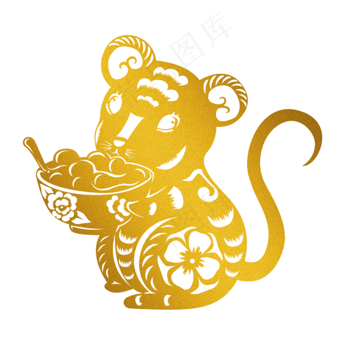 元宵汤圆鼠金剪纸,免抠元素(3000X3000(DPI:300))psd模版下载