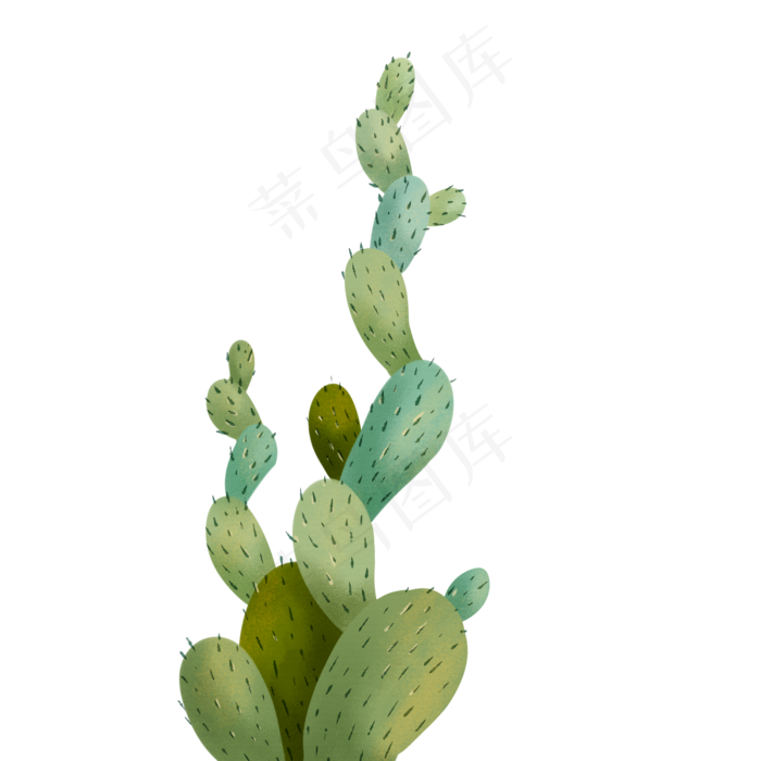 绿色森系仙人掌装饰元素