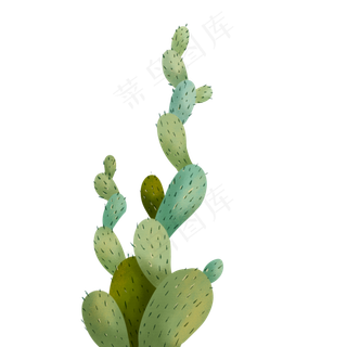 绿色森系仙人掌装饰元素