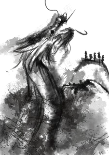 水墨中国龙画手绘png,免抠元素