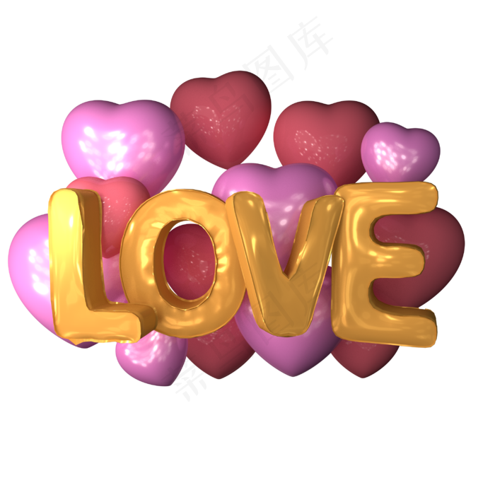c4d立体love免费下载,免抠元素(3000*3000px 300 dpi )