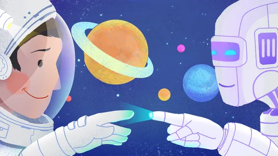人与AI智能的对话机器人宇航员太空 人与AI智能的对话机器人宇航员太空