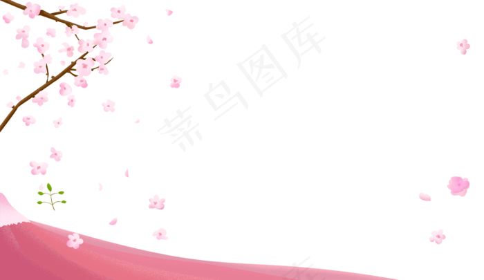 手绘日式风格粉红樱花边框(1382*800px)psd模版下载