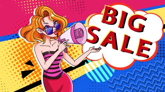 波普风促销的金发女郎