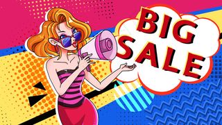 波普风促销的金发女郎