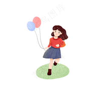儿童节女孩奔跑素材