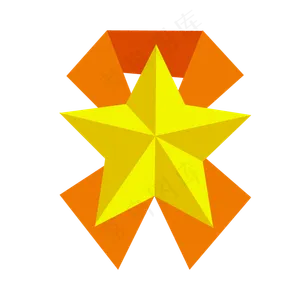 五角星丝带创意奖牌图案,免抠元素