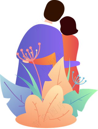 矢量手绘卡通情侣