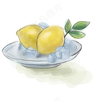夏季冰块和柠檬
