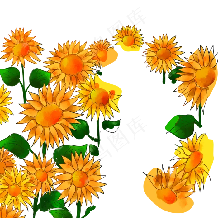 卡通黄色鲜花下载(2000X2000(DPI:300))psd模版下载