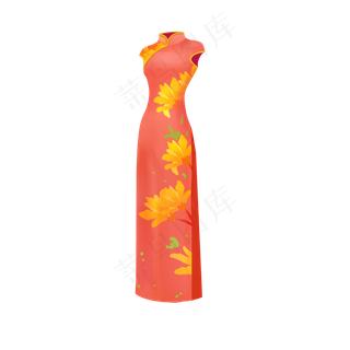 中国风红色旗袍