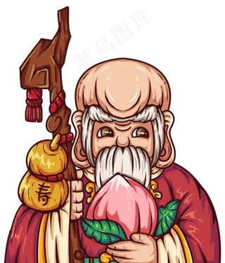 国潮风格寿星公老头子,免抠元素