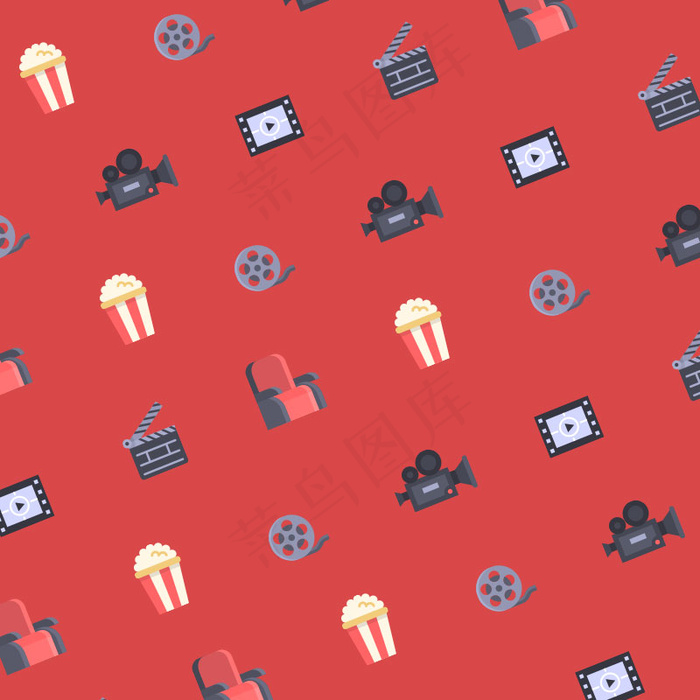 红色电影元素无缝背景矢量素材