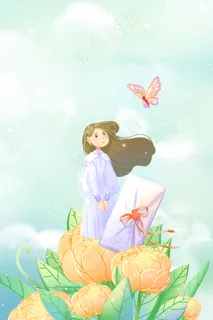 黄色唯美小清新卡通春季春天你好情书配图 黄色唯美小清新卡通春季春天你好情书配图