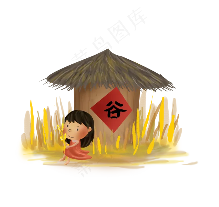 立秋秋天粮仓旁边的女孩,免抠元素(3089*2925px 300 dpi )psd模版下载