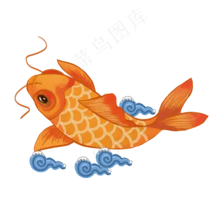 中国风祥云浪花锦鲤,免抠元素