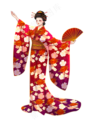 日系和风仕女图