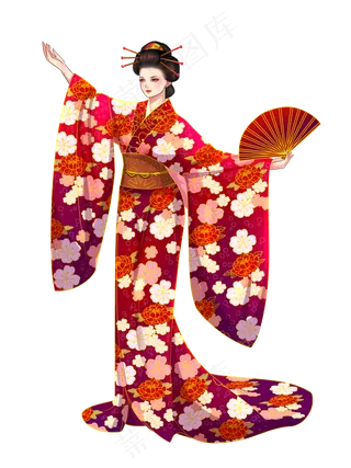 日系和风仕女图