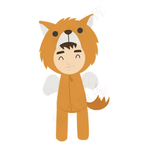 儿童节动物服饰矢量素材